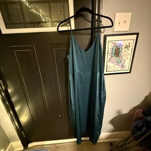 Anthropologie Daily Practice Teal Slip Dress